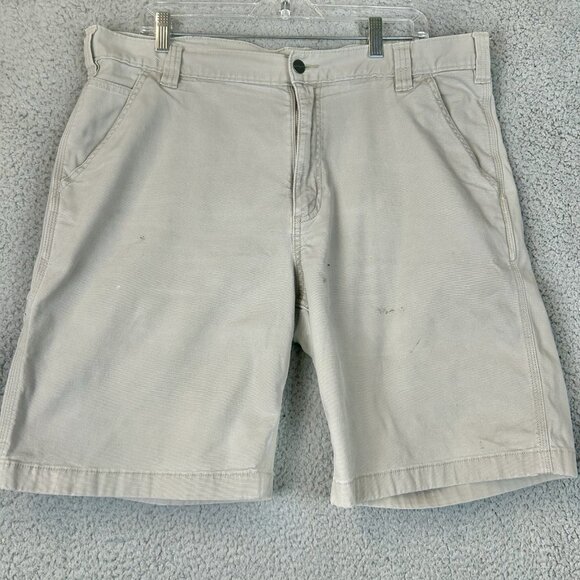 Carhartt Carpenter Jorts 38 Beige Tan Baggy Work Shorts - Picture 2 of 7